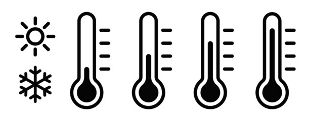 Fototapeta Temperature symbol set. Temperature icons vector set . Thermometer icons isolated. obraz