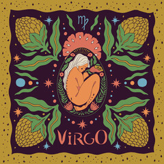 Virgo zodiac sign. Horoscope. Illustration for souvenirs and social networks - obrazy, fototapety, plakaty