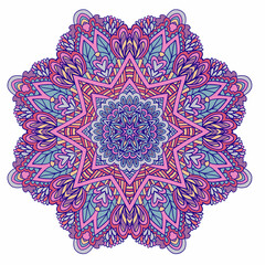 Festive ethnic indian colorful mandala. Geometric ornamental fantasy boho magic design Vector medallion print.