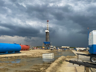 An oil rig at an oil production site. Arrangement of the workplace.