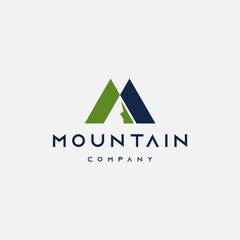 Simple letter M mountain logo design template