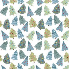 Christmas tree pattern. Seamless xmas pattern design - 455001684