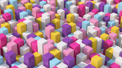 Colorful blocks. Close-up. Abstract illustration, 3d render.