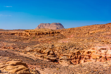 Fototapeta premium Colored Salam canyon in the Sinai Peninsula, beautiful curved limestone stones.