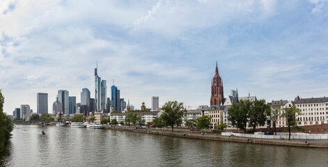 Fototapeta na wymiar Panoramic view of downtown Frankfurt, Germany and the Main River.