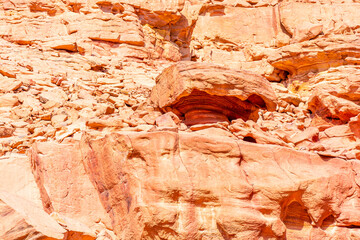 Colored Salam canyon in the Sinai Peninsula, beautiful curved limestone stones.