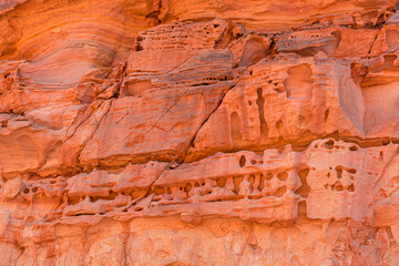 Colored Salam canyon in the Sinai Peninsula, beautiful curved limestone stones.