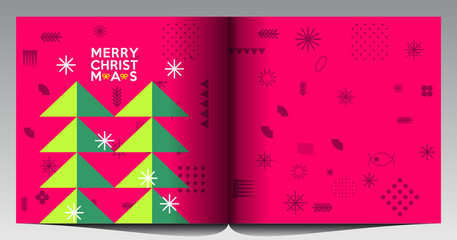 Merry Christmas and Happy New Year!  Abstract  geometric design. Holiday Party. Simple background. Trendy style. Cover, invitation or poster design. Vector illustration.