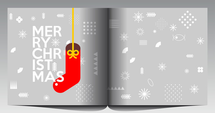 Merry Christmas and Happy New Year!  Abstract  geometric design. Holiday Party. Simple background. Trendy style. Cover, invitation or poster design. Vector illustration.