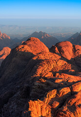 Sunrise over Mount Sinai, view from Mount Moses