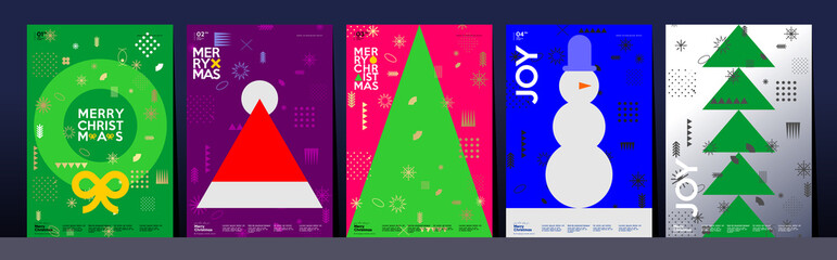 Merry Christmas and Happy New Year! Winter. Holiday Party. Simple background. Trendy style. Cover, invitation or poster design. Vector illustration.