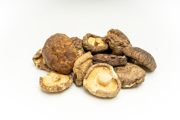 Delicious Dried Shiitake mushroom on white backgrong