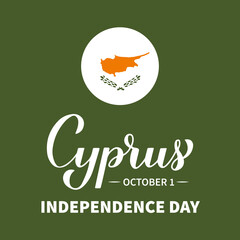 Cyprus Independence Day typography poster. Cyprian National holiday on October 1. Vector template for banner, flyer, postcard