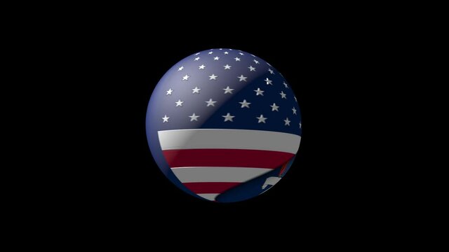 New York and United Stats of America 3D Ball Flag - 3D rotation