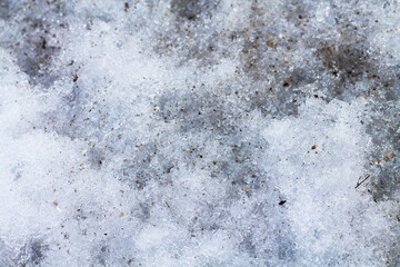 loose spring snow. dirty snow.