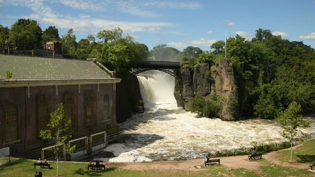 Paterson Falls Video, Wide Angle, after Hurricane Ida Storm, NJ, September 4, 2021