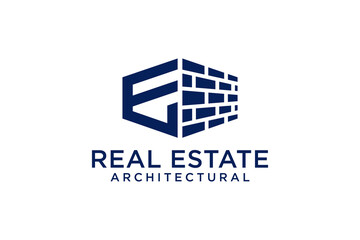 Letter E for Real Estate Remodeling Logo. Construction Architecture Building Logo Design Template Element.