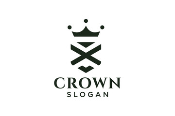 vintage crown logo and letter X symbol. Modern luxury brand element sign. Vector illustration.
