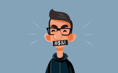 Teenager Cursing Using a Bad Language Vector Cartoon