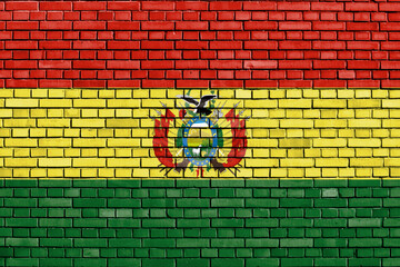 flag of Bolivia painted on brick wall