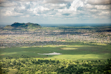 High aerial view of Juba, capital city of South Sudan.
