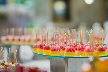 sandwich, mini canapes, buffet food, catering food party at restaurant, snacks and appetizers, mini cake, food for the event

