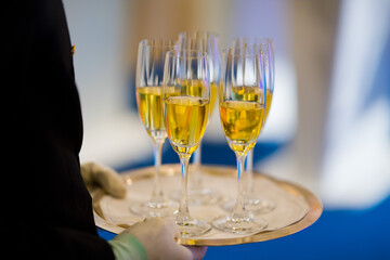 cocktail glass on the table, night party, celebration, glass water

