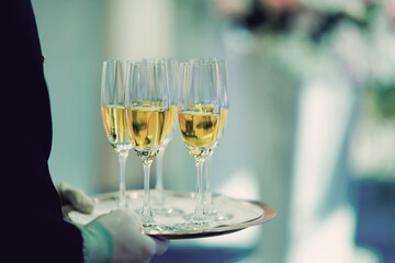 cocktail glass on the table, night party, celebration, glass water
