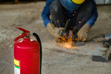 Fire extinguishers are used to prevent fire from grinding steel work,which is especially important...