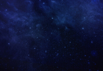 Star in Blue Space background. Star field, cosmos cloud, galaxy, night starry sky, blue shining star, starlight sparkles in blue universe space background. Colorful Starry Night Outer Space background © somchaisom