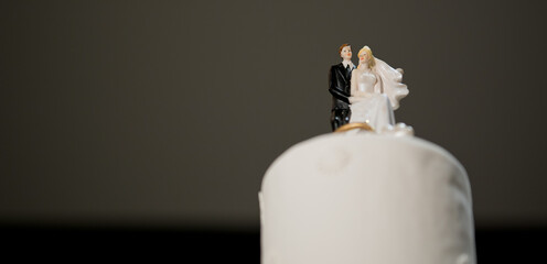 Wedding doll on cake, love couple
