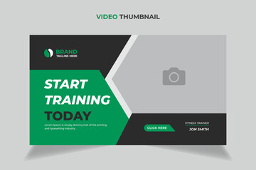 Fitness gym training class thumbnail design,  Medical healthcare, fitness training, exercise customizable video thumbnail cover photo fully editable for social media.