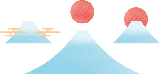 富士山と太陽の素材