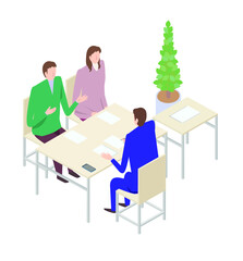 ビジネスマンと面談する男性と女性