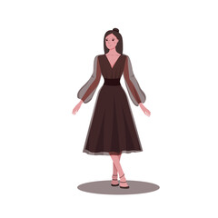 a beautiful and elegant girl in an evening dress