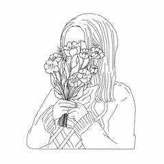 花束を持った女の子のイラスト
