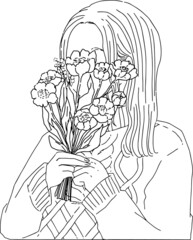 花束を持った女の子のイラスト