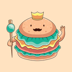 cute burger illustration design vector