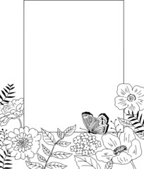 ナチュラルなお花と蝶の飾り枠