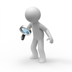 3d man searching with magnifying glass