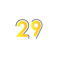 29 th anniversary event party. Vector illustration. numbers template for Celebrating.