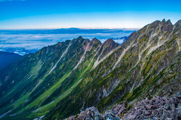 Naklejka premium 長野県 前穂高岳山頂から望む絶景 