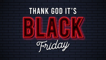 Black friday poster with neon light effect