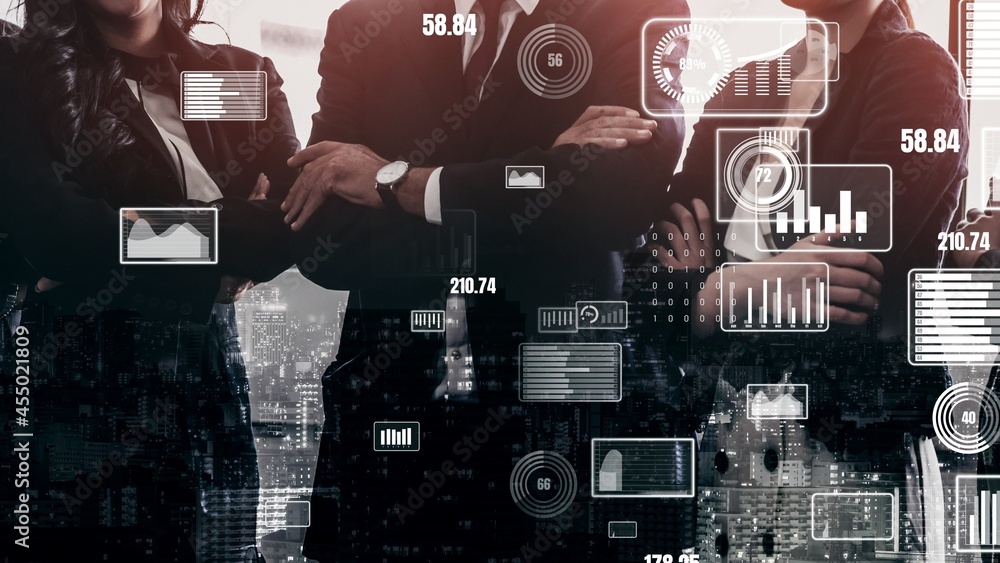 Poster conceptual business dashboard for financial data analysis . 3d render computer graphic .