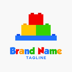 Fun colorful 3d block toys logo