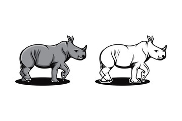 collection of vector logo Rhino. Brand logo in the shape of a Rhino. two style can be selected. horizontal layout background in white color.