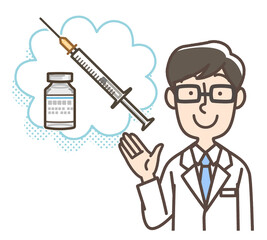 ワクチンの説明をする医者