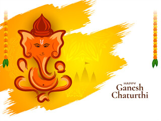 Happy Ganesh Chaturthi festival greeting card with ganpati idol design