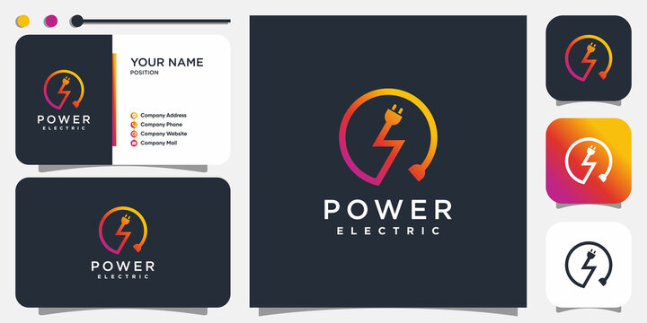 Power electric logo with creative modern concept Premium Vector