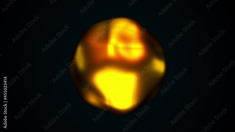 Poster blurred changing ball with 3d render light highlights. metallic smooth surface with decor ripples. g